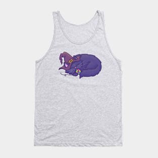 Purple Witch Cat Halloween Tank Top